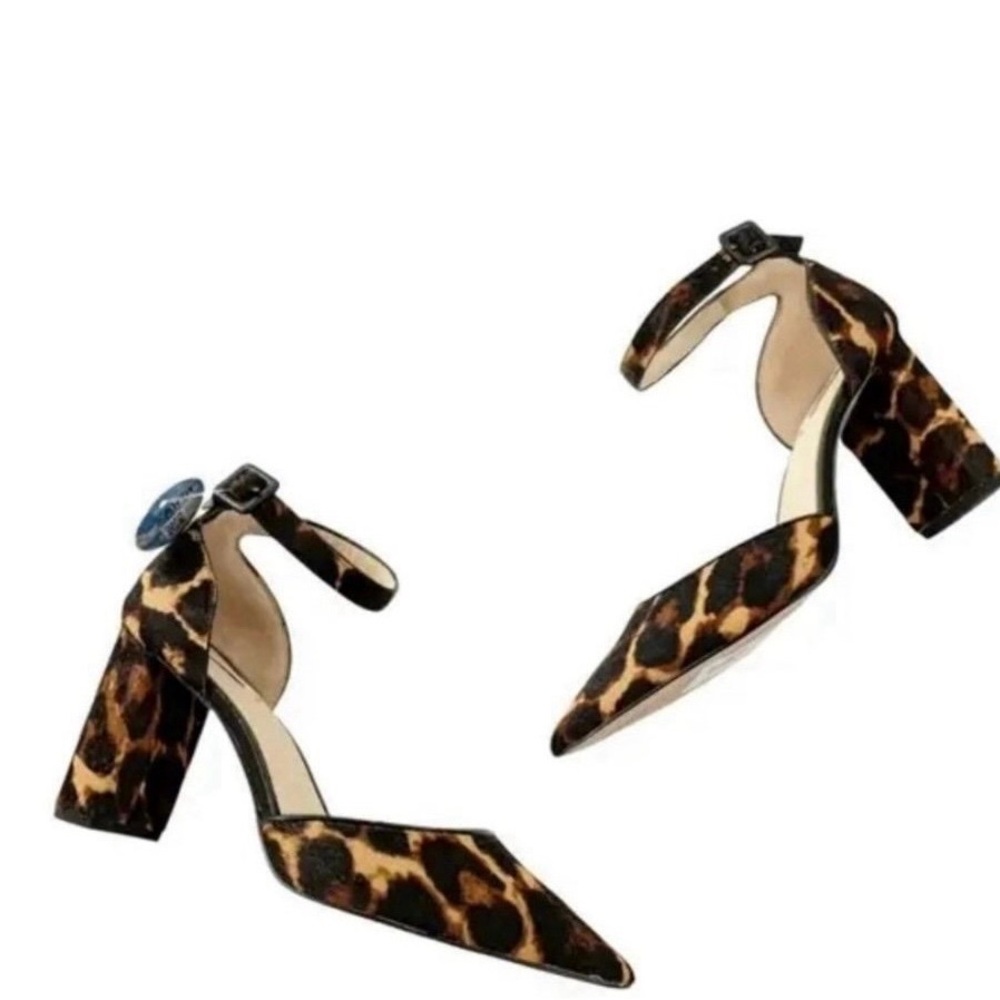 Leopard Print Ankle Strap Alex Marie Block Heel Women’s Sandals